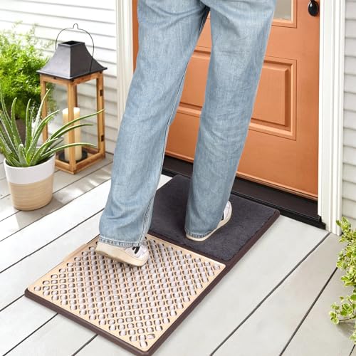 2 in 1 Entrance Disinfectant Shoe Mat, Shoe Sanitizing Mat，Shoe Soles Disinfectant Floor Mats，Cleaning Shoe Mat, Non-Slip Bottom Entrance Doormat Fits Indoor Outdoor 18’ x 33 ’inchess